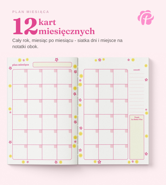 Planella układ planera karty miesięczne